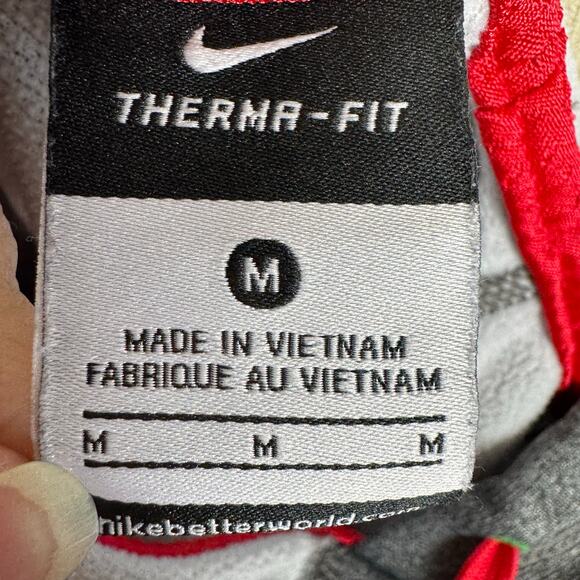 Nike Therma-Fit Men’s Gray Hoodie Just Do It Red Green Logo Medium Sweatshirt - Picture 7 of 10